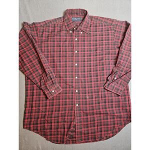 Polo Ralph Lauren Shirt Mens Large Red Plaid Long Sleeve Button Down Shirt